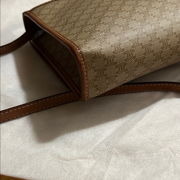 Celine Tan and Brown Monogram Messenger Bag - Picture 7 of 14